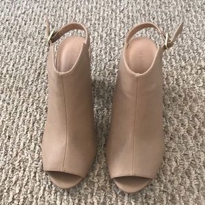 Tan peep toe booties